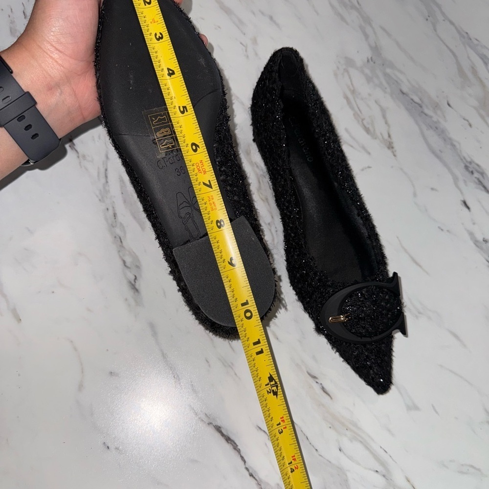 C.Paravano Black tweed pointed toe flats with C Buckle size 36 - Picture 11 of 15